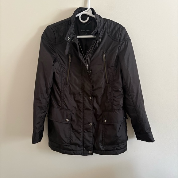 Banana Republic Women’s Small Black Jacket Coat Long Grunge Preppy - Picture 2 of 7